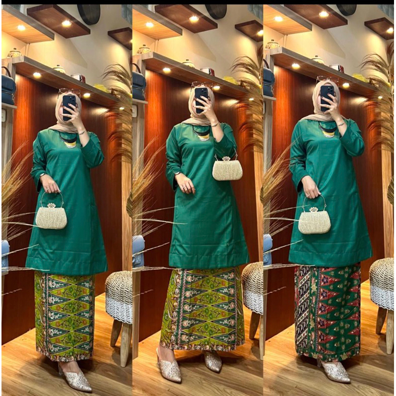 Setelan Baju Kurung Melayu / Baju Kurung Stelan Rok Batik/ Baju Kurung Malaysia / Baju Kurung Melayu  Rok Batik/ Baju Kurung modern/BAJU KURUNG SONGKET BATIK MELAYU