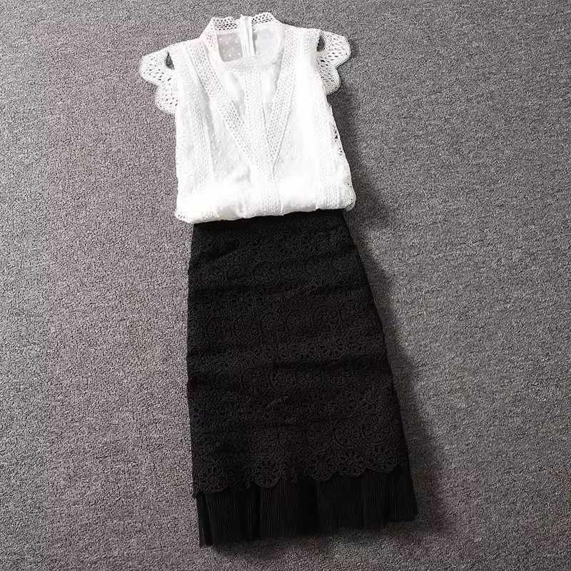 [Premium Series] Brocade / Lace Office Formal Lady Midi Skirt with Pleated Tutu Combination Import Premium ( Rok Brokat Timbul )