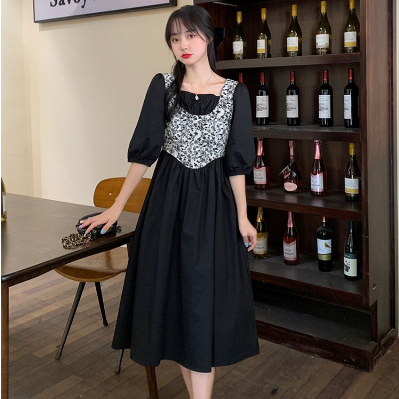 Big Size Square Neck Dress Women's Summer M310