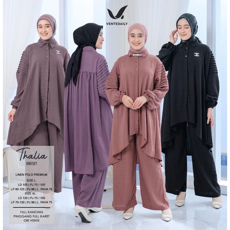 THALIA SET ORI VENTE / THALIA ONESET VENTE TALIA SET KATUN LINEN CRINKLE POLLO LD105 LD120 L XL XXL 