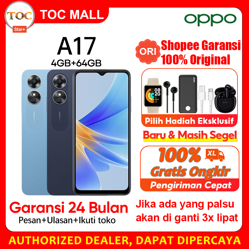 Hp OPPO A17 RAM 4GB ROM 64GB 6.56 inci Baterai 5000mAh Kamera 50MP MediaTek Helio G35 Garansi Resmi Bisa cod