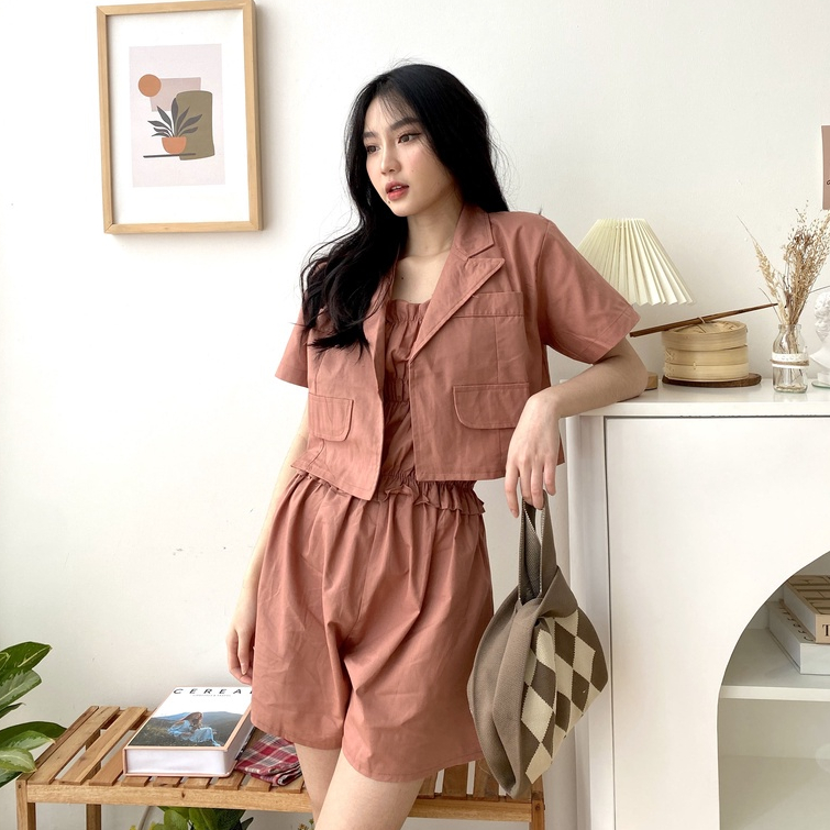 Farisa Jumpsuit - Setelan Wanita Korea - Blazer - Jumpsuit - Casual Set