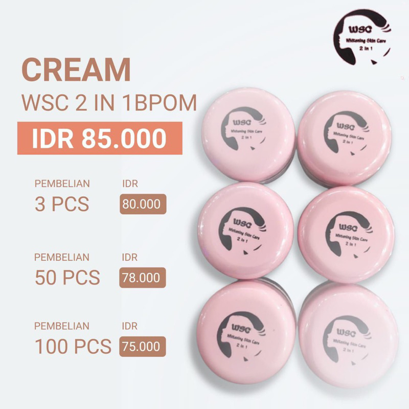 CREAM WSC 2 in 1 BPOM ORIGINAL /WSC CREAM PAGI DAN MALAM / WSC SUPER PREMIUM / WSC CREAM / PAKET WSC / WSC PREMIUM / CREAM WSC PENGHILANG FLEK