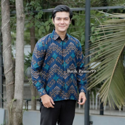 Atasan Batik Pria Lengan Panjang Kenongo Hem Padi Pekalongan M L XL