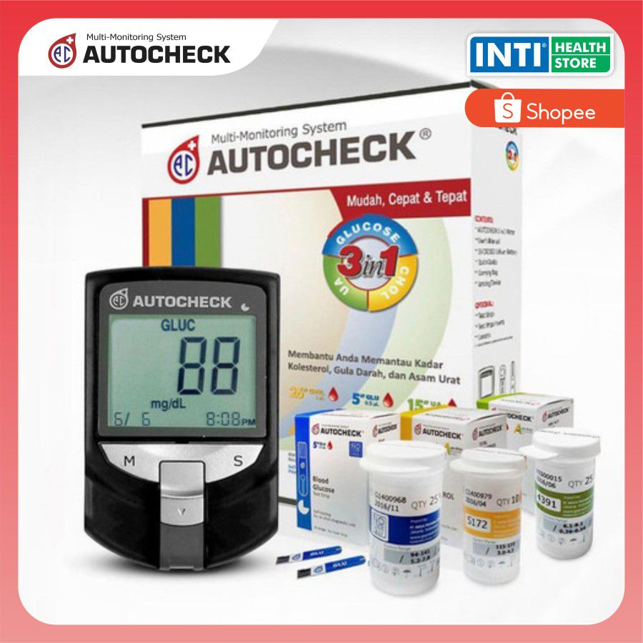 Autocheck | Alat Cek 3 in 1 Gula Darah Kolesterol dan Asam Urat