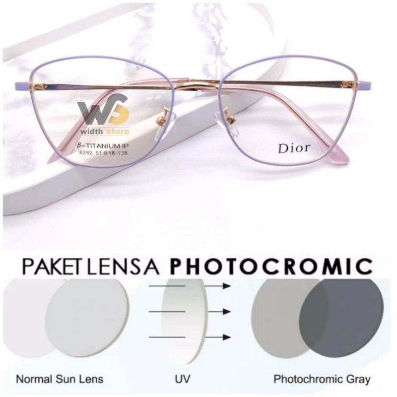 KACAMATA CAT EYE TITANIUM GRATIS LENSA PHOTOCROMIC ANTI RADIASI