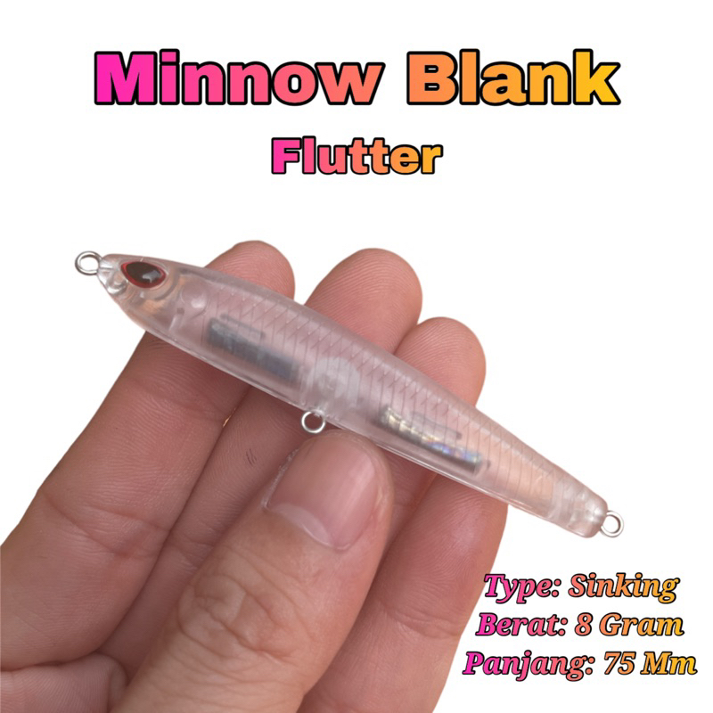 Minnow Blank Flutter 8gram 75mm Sinking FREE MATA