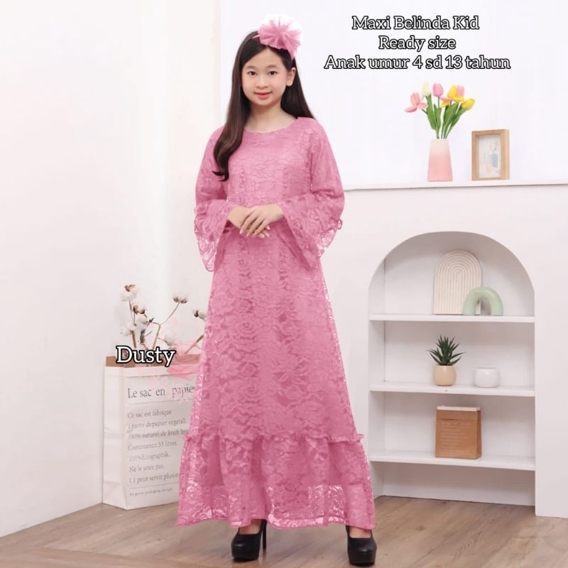 Gamis Anak Brukat Premium 2023 Model Gamis Terbaru Couple Ibu Dan Anak 4 - 13 Tahun ( Berliana Kid )