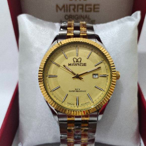 Jam Tangan Pria Dewasa Mirage Original Water Resistant Model Classc Stainless Steel