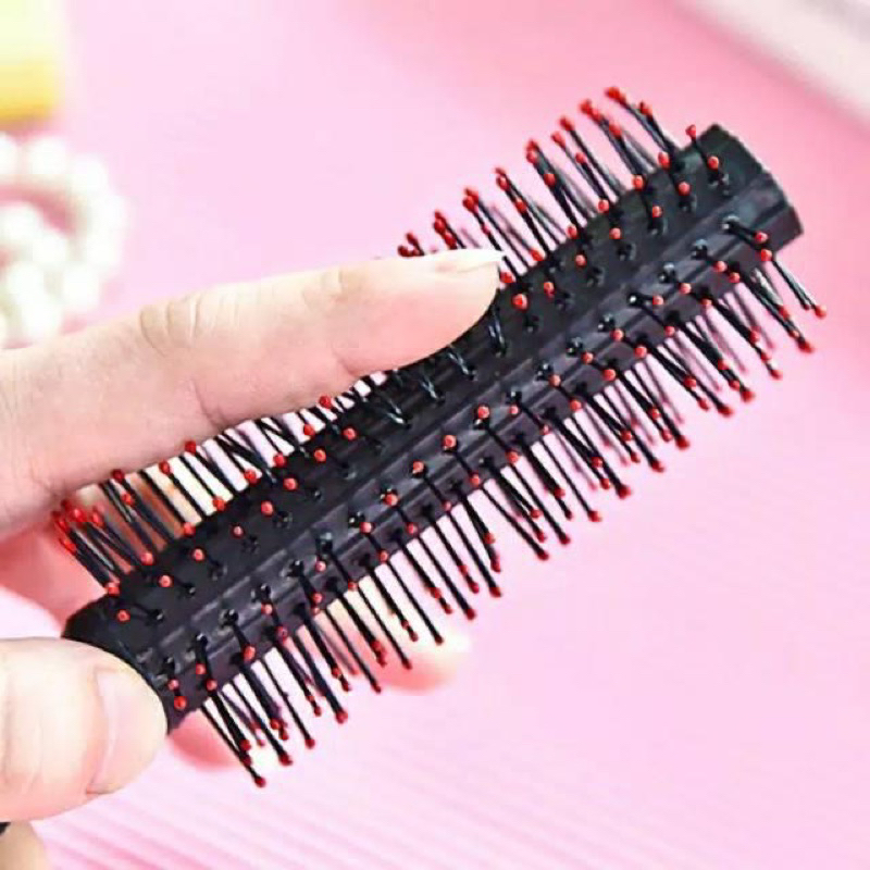 Roll Sisir Cermin Rias Makeup Portable / Sisir Rambut Rontok / Roll Sisir Rambut / Kaca Gagang Bulat Import