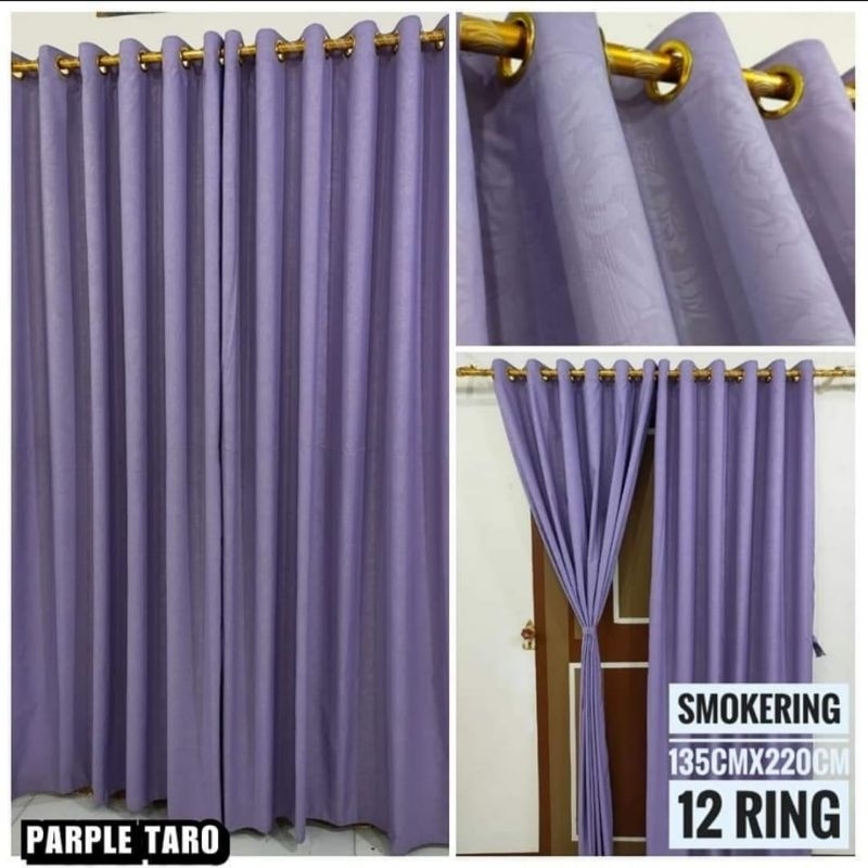 Gorden Pintu Dan Tirai Jendela Polos Embos Smokring 12 Korden Ungu Lillac Lilac Aesthetic