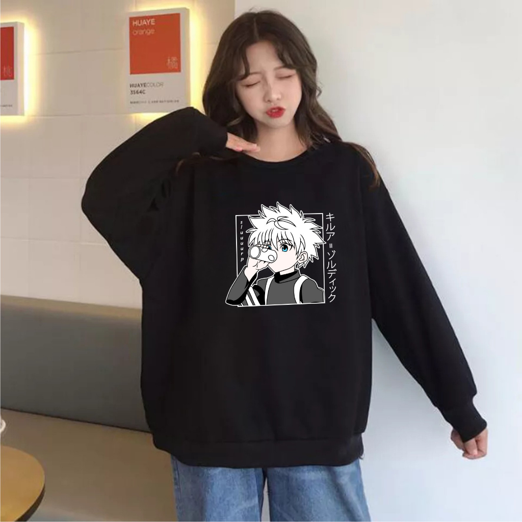 Anime Killua Zoldyck Devil Eye Sweater Crewneck Oblong Wanita Size M-L-XL-XXL Bisa Bayar Ditempat COD