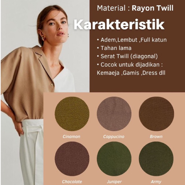 Kain Rayon Twill Polos UNIQLO (Full 100% katun) - kain katun twill polos - kain katun polos - kain r