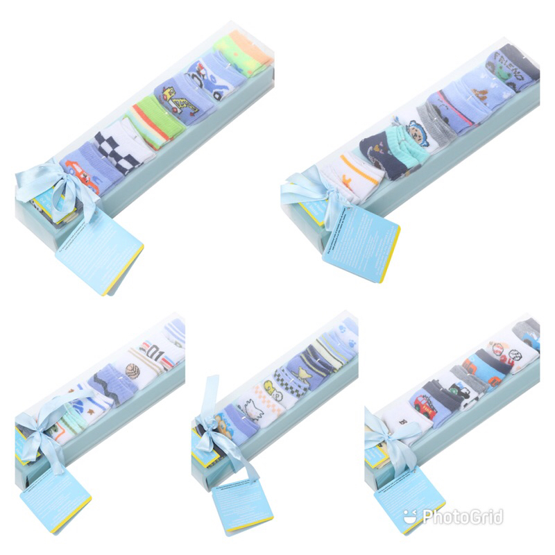 SET Kaos kaki Bayi Bahan katun import Premium isi 7 in 1 dengan Gift Box Kaos kaki Bayi Lucu Kaos Kaki Baby Murah