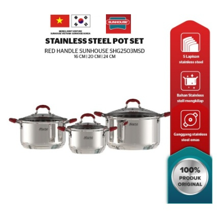 Sunhouse Panci Set Stainless Steel (SHG2503MSD) 1 set
