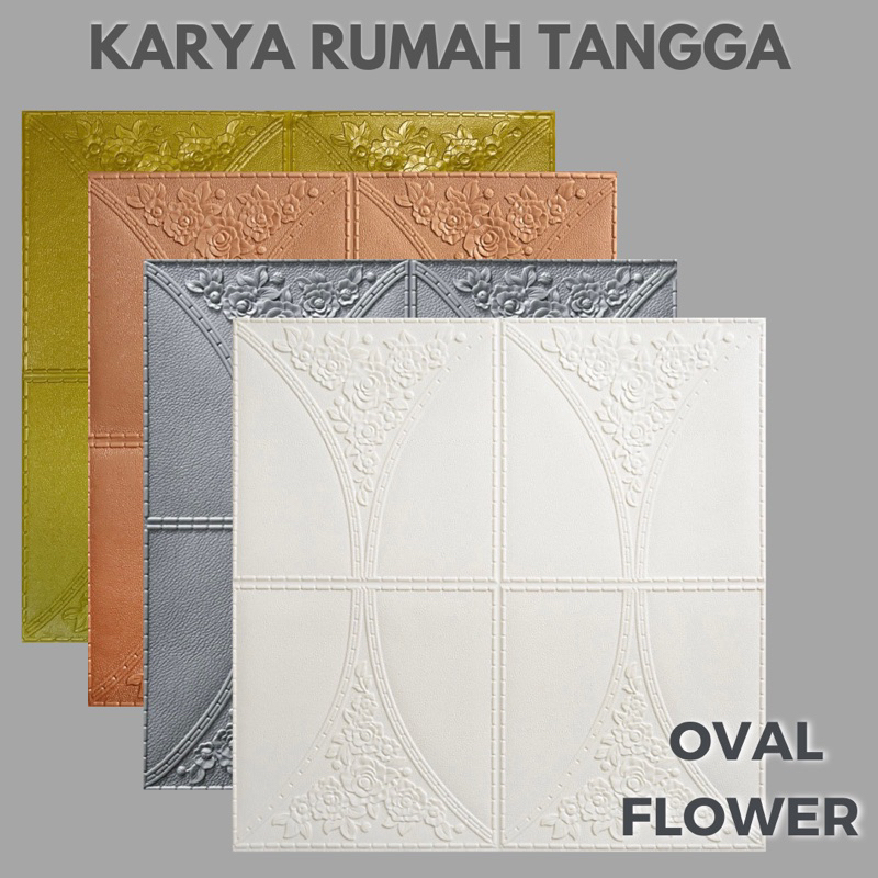 Wallpaper Stiker Dinding Oval Flower 70x70 cm 3D Wallpaper Dinding Foam Embos Stiker Hiasan Dekorasi