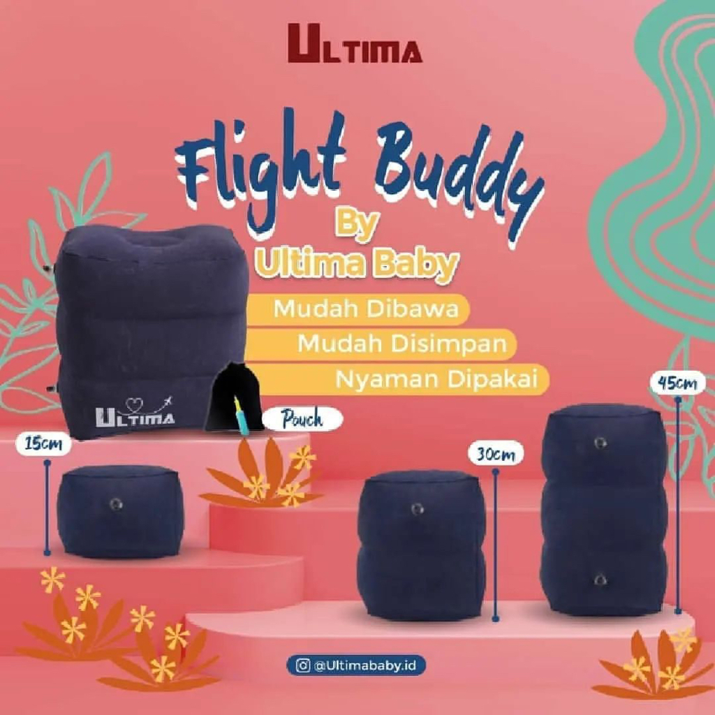 ULTIMA Flight Buddy inflateable foot rest Blue mirip plane pal jet kid kooshy fly tot (FREE pompa)