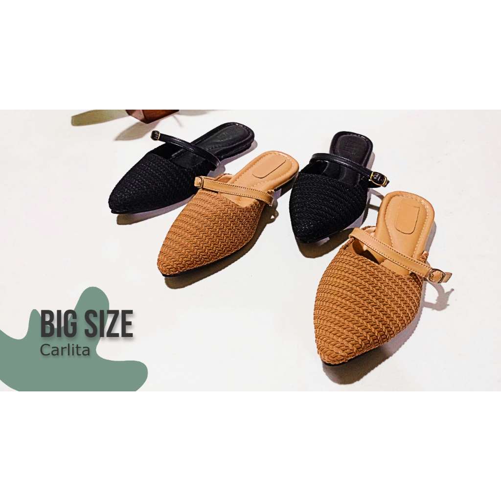 seanofficiall Carlita Sandal Mules BIG SIZE Sepatu Mules Rajut SIZE JUMBO Tanpa Hak