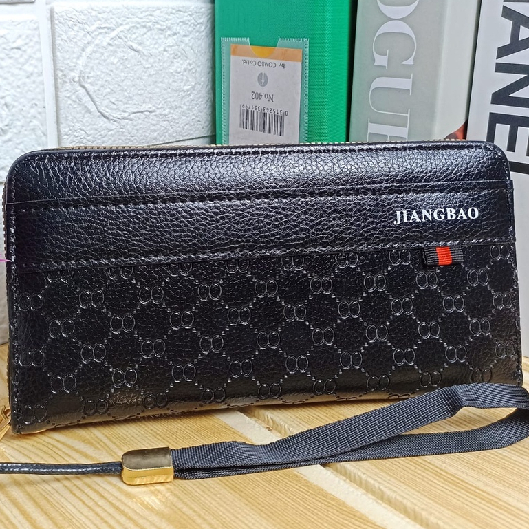 AND / COD / Dompet Panjang Pria Import Dompet Cowok Kulit PU Dompet Panjang Tali Laki-Laki Handbag Motif Polos Murah D98