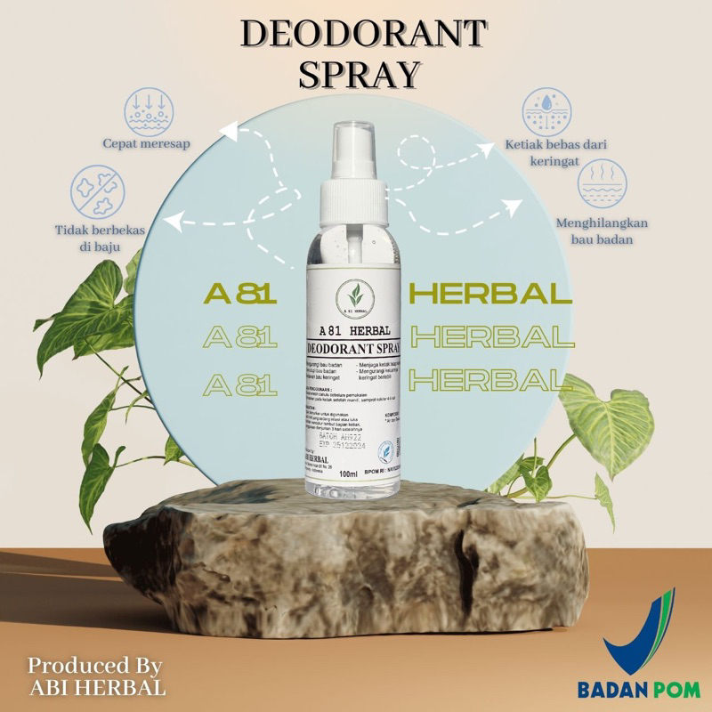 Jual Abi Herbal deodorant spray/tawas cair non alkohol penghilang bau