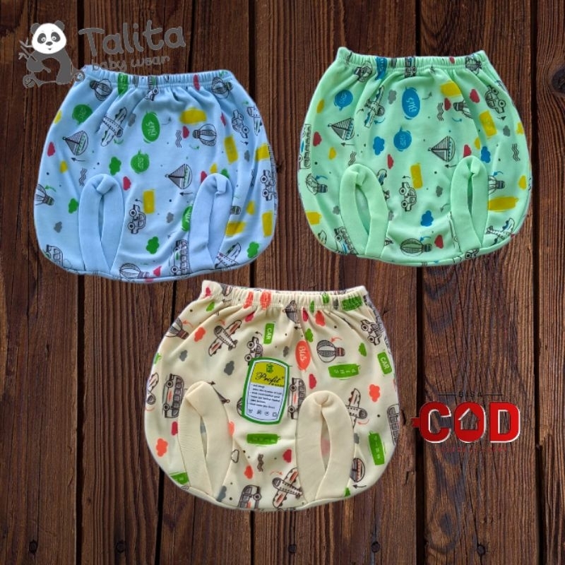 3 Pcs Celana Bayi Newborn Warna Motif Sablon