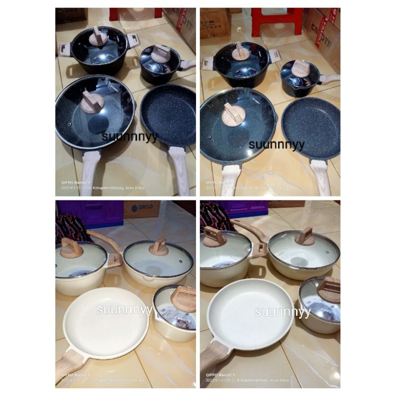 Carote Classic, Carote Granit Putih Antilengket Set 4 pcs 4pcs