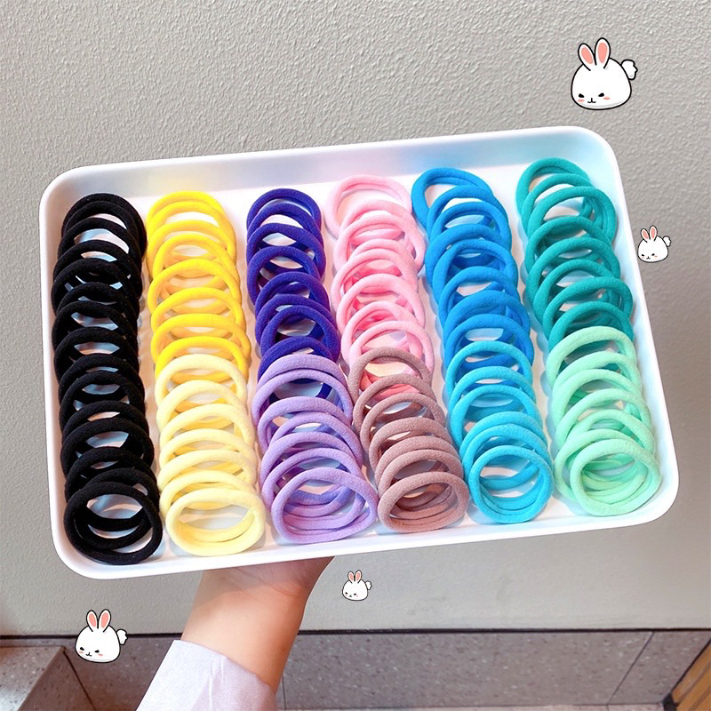 LITTLE YURA - (50 pcs) Ikat Rambut Donat / Karet Rambut Donat Ring Towel / Ikat Rambut Anak