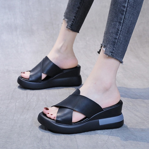 SW111 Sandal Wedges Perekat Fashion Wanita Import