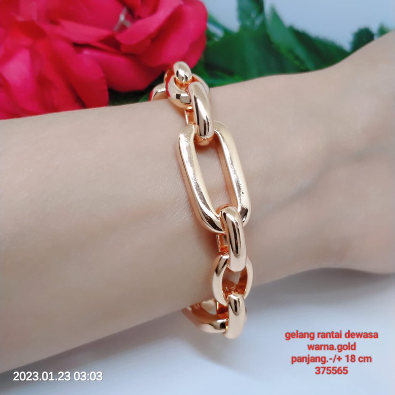 Gelang Titanium Tembaga Rodium Perhiasan Fashion Aksesoris Lapis Emas Terlaris Termurah Anti Karat