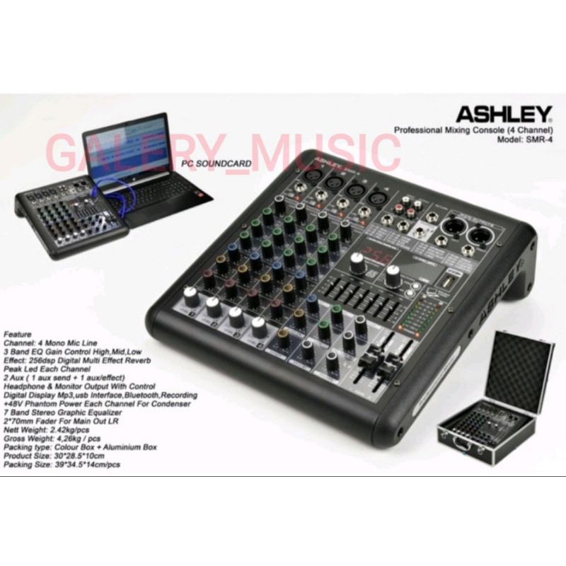 Mixer Ashley SMR 4 Original 4 Channel Bluetooth 320 dsp