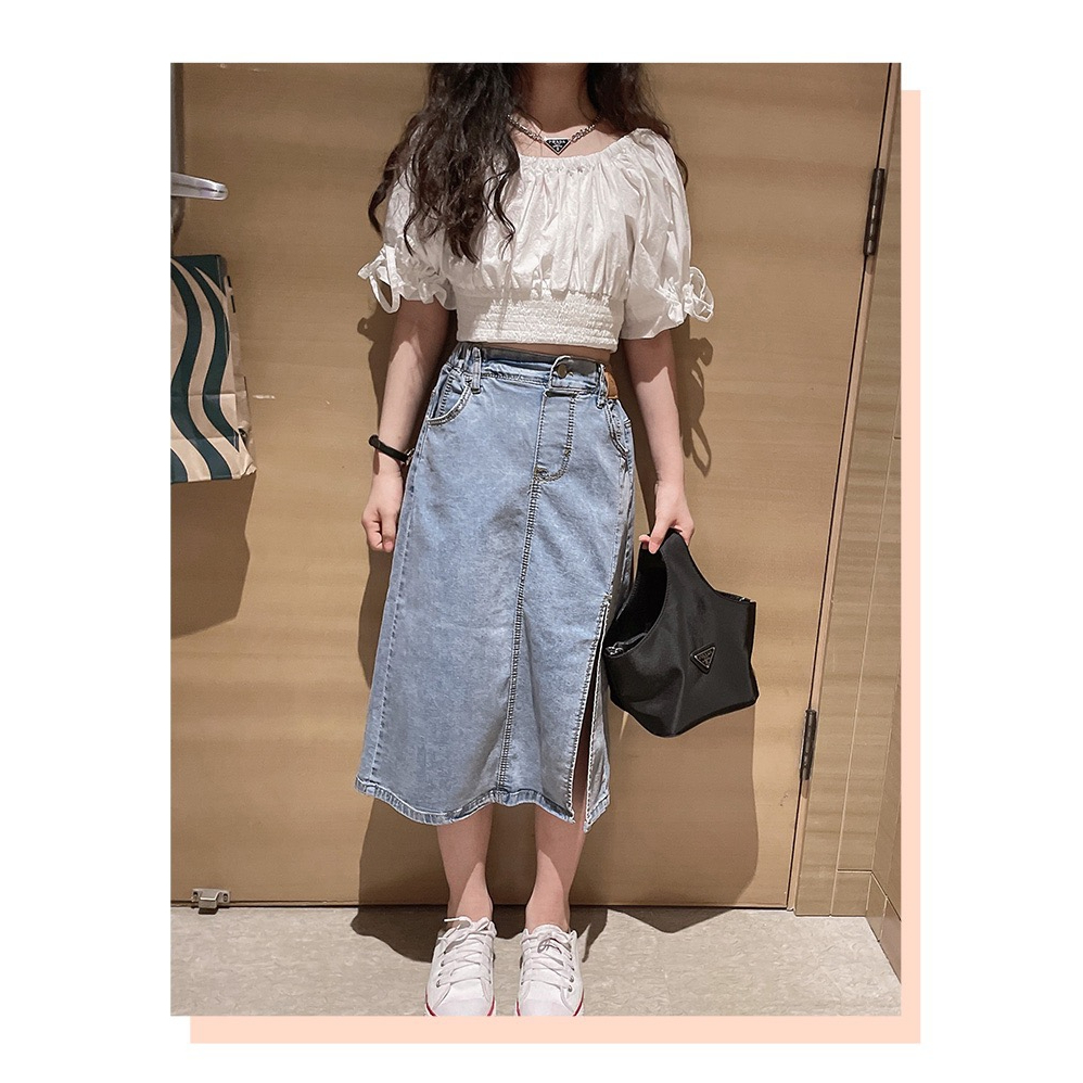 Setelan Anak Perempuan Crop Top + Rok Jeans Sabrina