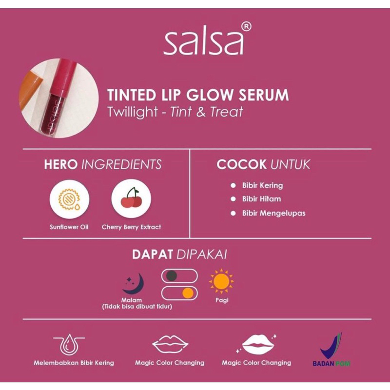 SALSA Lip Glow Serum - Glossy and Moisturizing Lip - serum bibir dan lip gloss