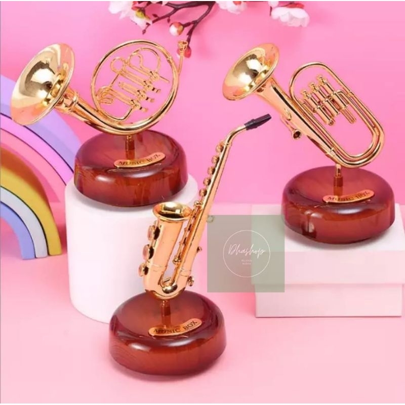 Rotating Musical Box - Music Box Kotak Model Horn Saxophone Trumpet