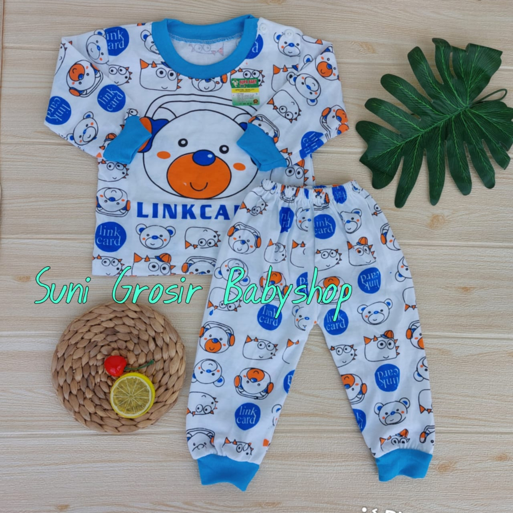 Setelan Piyama Premium Lengan Panjang kancing Motif Lincard baju bayi anak usia 3-12 bulan