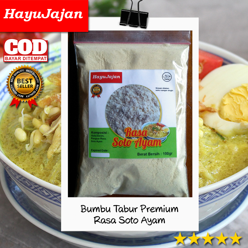 

BUMBU TABUR PREMIUM RASA SOTO AYAM / BUMBU KERIPIK, JAMUR CRISPY, TAHU WALIK, CIMOL, TELUR GULUNG, POP CORN, BAKSO, / KEMASAN 100 gr /