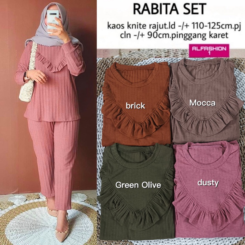 Rabita Set - SetCel Kaos Knit Rajut Terbaru Setelan Wanita / 528-7165