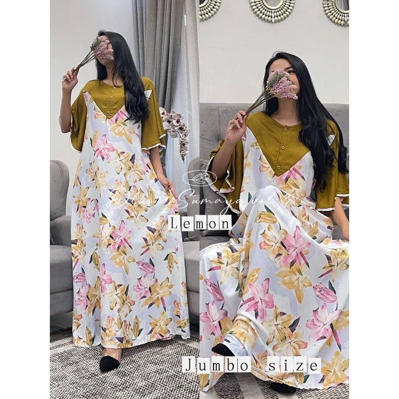 Daster Arab DLUSIA SUMAYA Long Dress Rayon Twill Premium Big Size