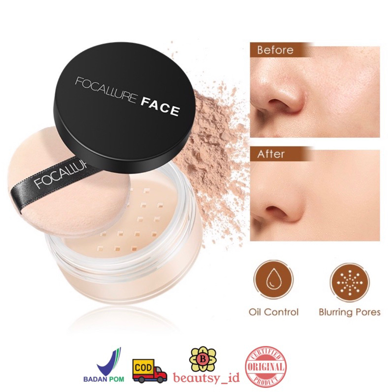 Focallure Loose Setting Powder Oil Control Original BPOM COD - Bedak Tabur