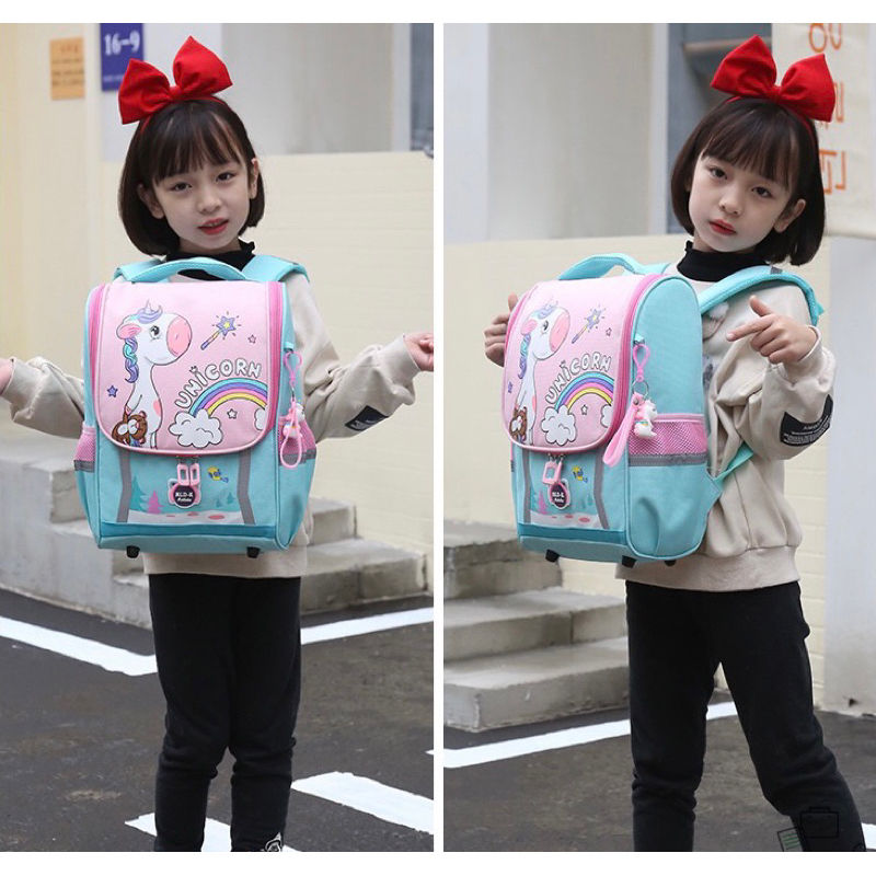 TAS ANAK RANSEL SEKOLAH UNICORN DINO ANTI AIR + GANTUNGAN KUNCI