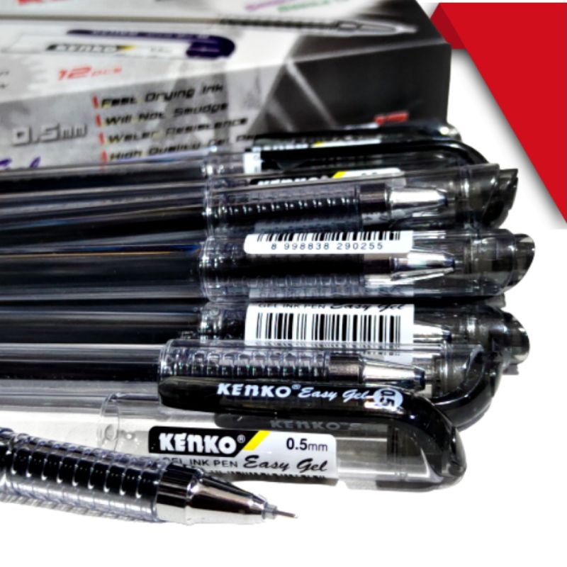 Bolpen Pulpen Gel Kenko Easy Gel 0.5mm 12pcs