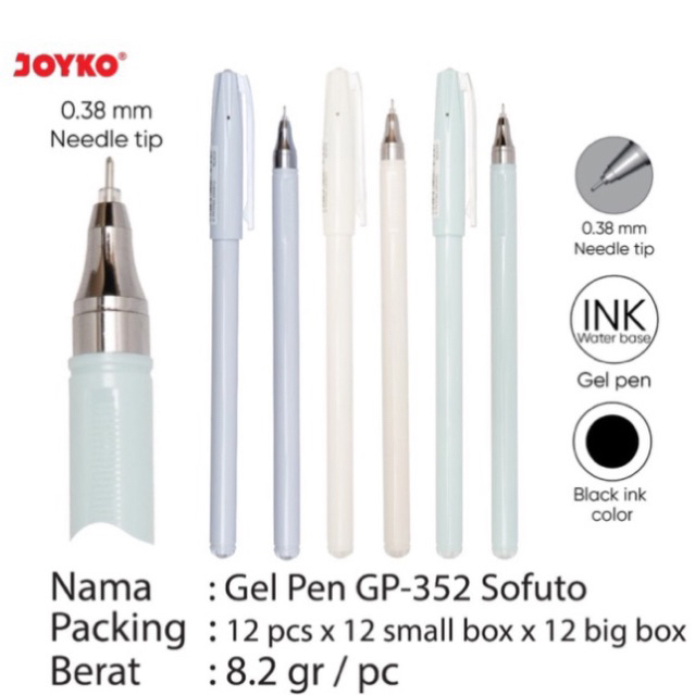 

( 1 pcs ) Pulpen Gel Sofuto Hitech 0.38 mm / Pen gel kepala jarum hitam / Needle Gel pena Pastel Gpc-352 Gpc 352 Joyko
