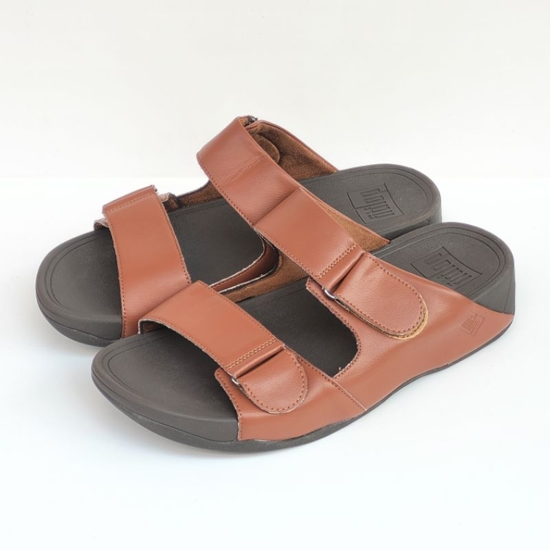 Fitflop Dass Slide Leather Sandal Kulit Adjustable Two Strap Selop Slip On