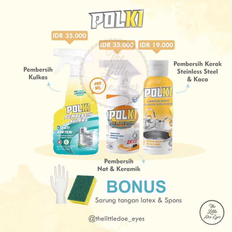 Polki Pembersih Kerak Steinless Steel / Kaca / Nat / Keramik / Kulkas Bonus sabut + sarung tangan