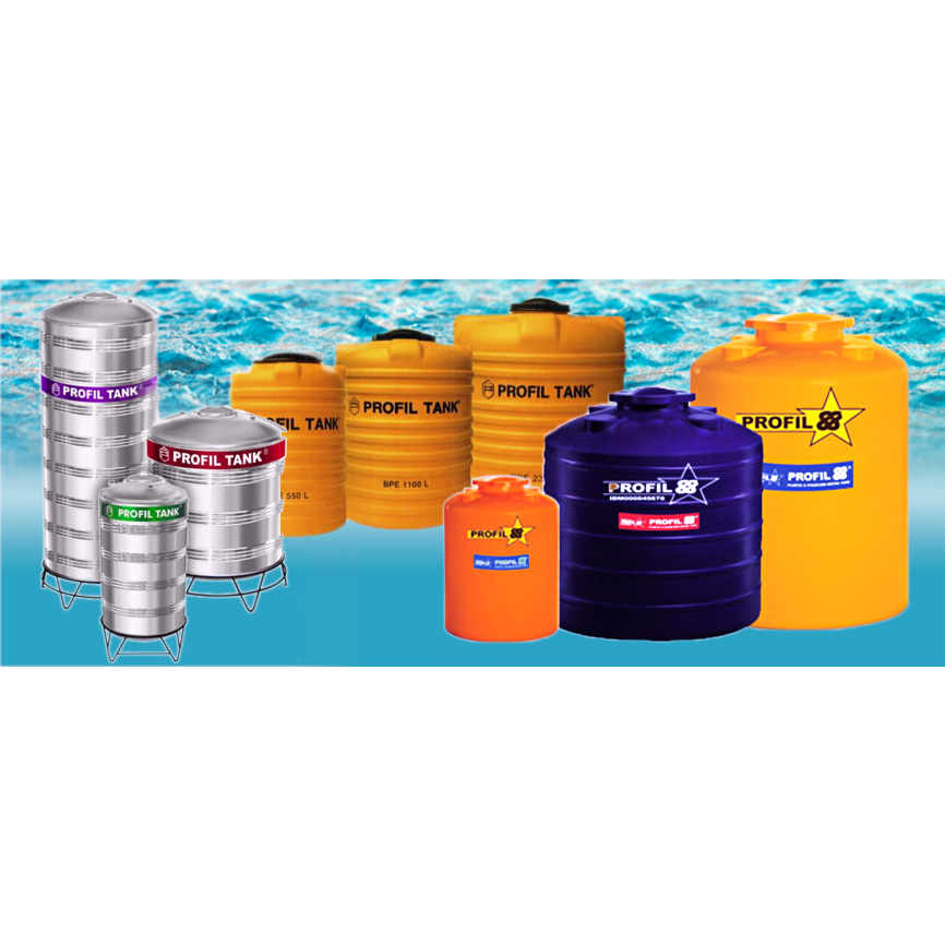 Profil Tank Tandon Air TDA 250 L , 300 L , 550 L , 700 L , 800 L , 1100 L , 1200 L , 1300 L , 1800 L , 2300 L , 3600 L , 5300 LITER