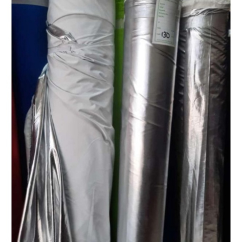 kain parasut Korea bahan Despo kain impor silver metalik glossy