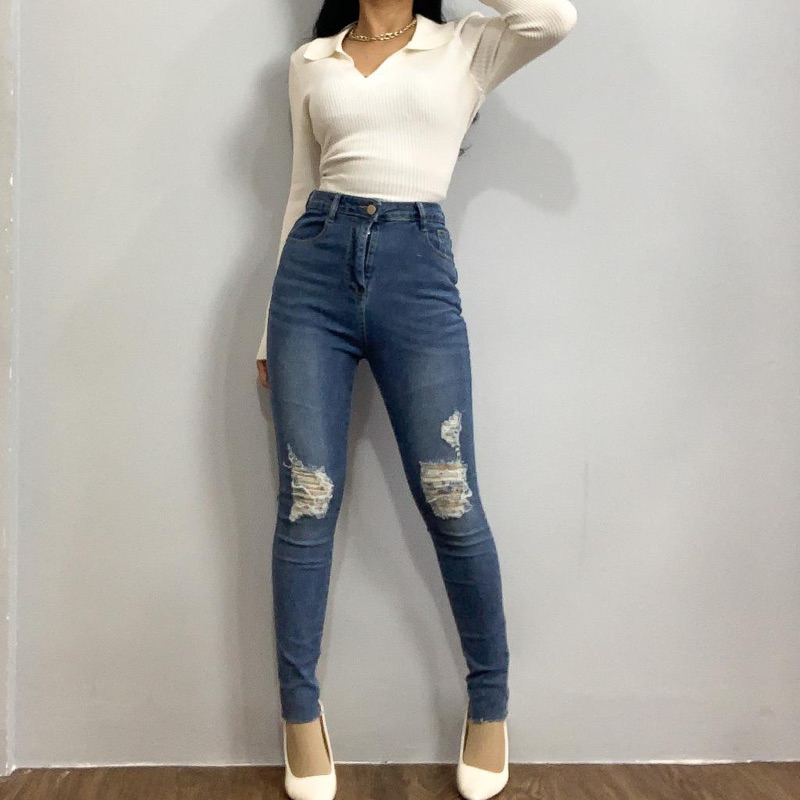 [LUXE.DLABEL] - Jeans 103 | Celana panjang Highwaist wanita Jeans import premium Jeans wanita polos ripped jeans High waist jeans wanita bkk Skinny Jeans High waist Baggy jeans Wideleg Jeans Kulot jeans Boyfriend jeans Wanita Kargo Jeans bangkok