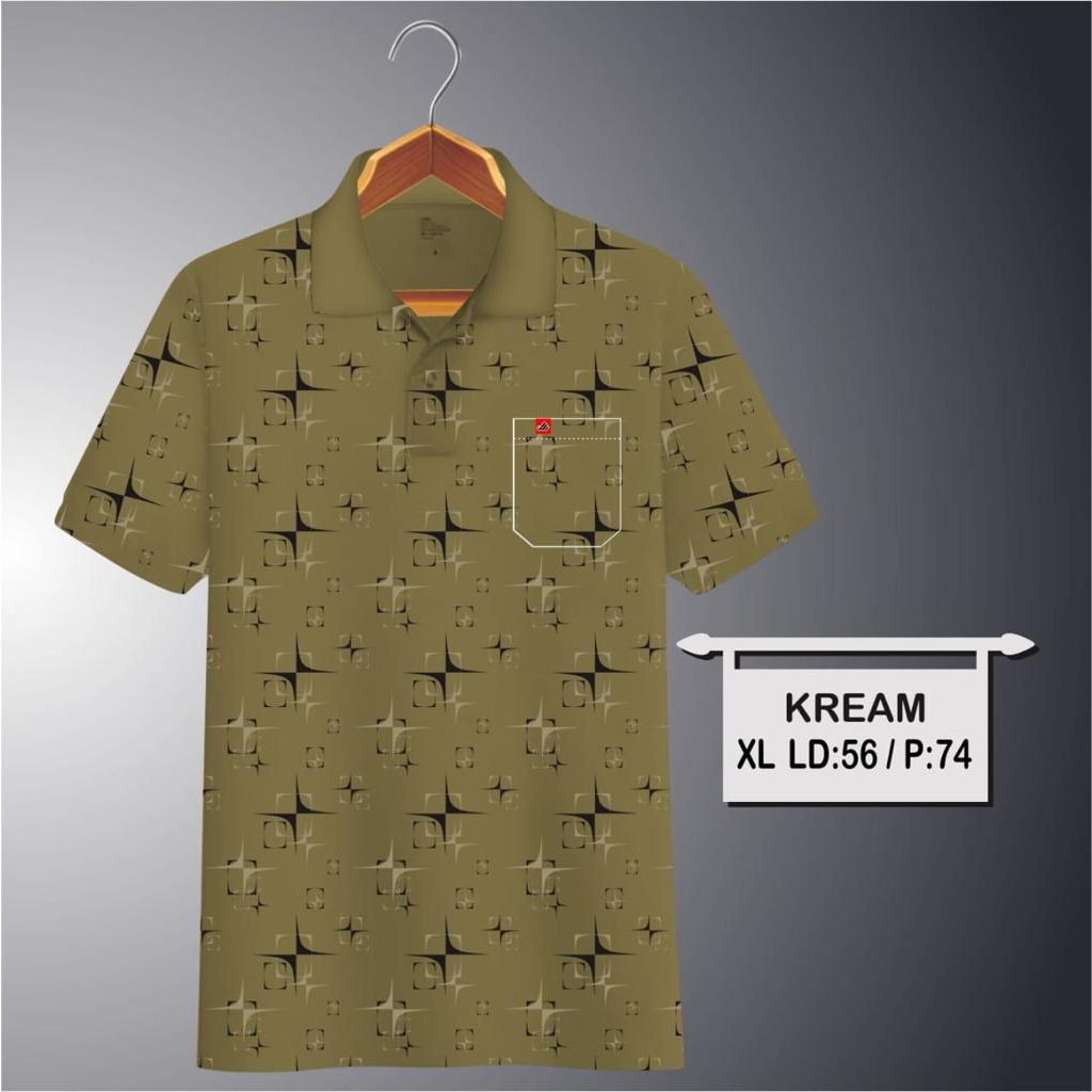 Noveli wear - Kaos kerah pria | kaos korea licin saku dewasa motip full print | kaos polo batik kode 04