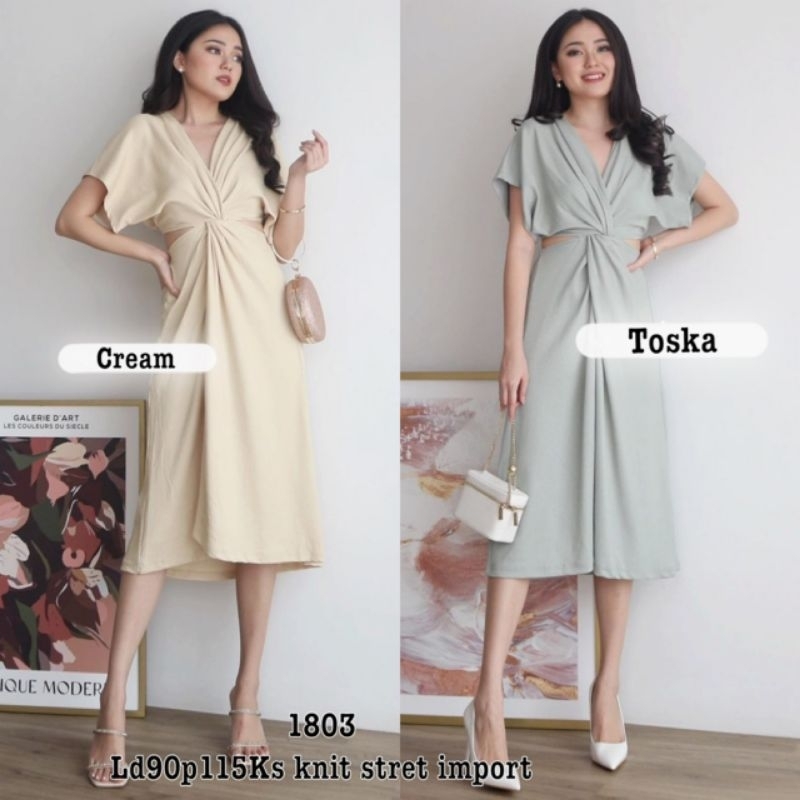 FM 1803 midi dress lipat ks knit import