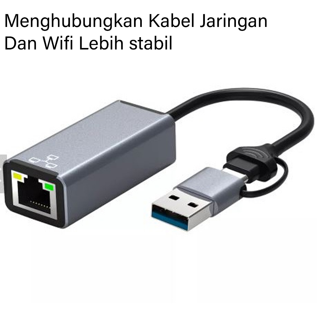 Konverter Kabel Jaringan Lan RJ45 to USB dan Lan to Type C Macbook Smartphone