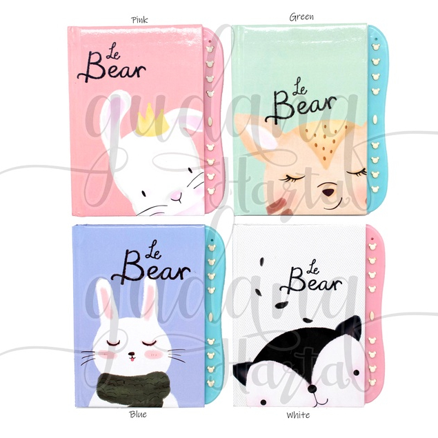 Notebook Animal With Lock Buku Harian Catatan Motif Bear Fox GH 308009